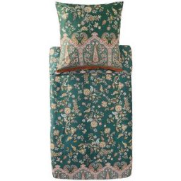 Bassetti Ropa de cama de satén 70x90cm / 140x200cm INDIAN ROSES Verde verde oscuro