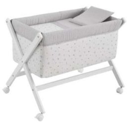 Minicuna Tijera Madera Ardi Gris/Blanco 55x87x74cm Cambrass