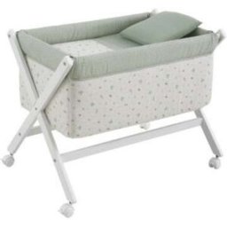 Minicuna Tijera Madera Ardi Verde/Blanco 55x87x74cm Cambrass