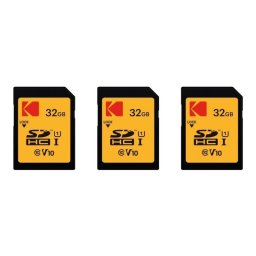 Tarjeta memoria Kodak 32GB SDHC pack 3x alta velocidad 90MB/s protección escritura