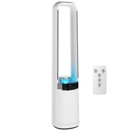Homcom Ventilador De Torre Silencioso Con Luces Led De 4 Colores Blanco