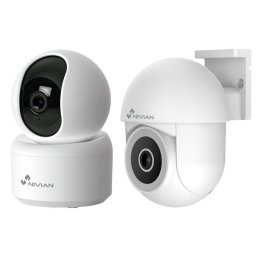 Nivian Seguridad Smart Pack Cámara WiFi interior+exterior app TUYA, audio bidireccional, motorizadas
