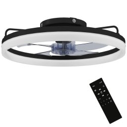 Homcom Ventilador De Techo Con Luz Led 40 W Motor Dc Reversible Negro