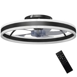 Homcom Ventilador De Techo Con Luz Led 45 W Motor Dc Reversible Negro