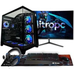 NitroPc Sobremesa Gaming Pack Extremo Intel Core i9-12900K, RTX 5070 12GB, 32GB DDR4, 2 TB M2, Win11 PRO, Accesorios + monitor 27' QHD 180Hz IPS. Negro