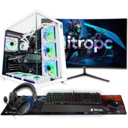 NitroPc Sobremesa Gaming Pack Extremo Intel Core i9-12900K, RTX 5070 12GB, 32GB DDR4, 2 TB M2, Win11 PRO, Accesorios + monitor 27' QHD 180Hz IPS. Blanco