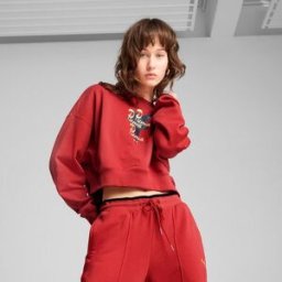 Puma Sudadera de mujer ROAD TO UNITY Oversized Graphic Crew TR . (L) Rojo