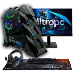 NitroPc Sobremesa Gaming Pack Elite Intel Core Ultra 7 270K+, RTX 5070 Ti 16GB, 32GB DDR5, 2TB M2, Win11 PRO, Accesorios + monitor 27' 4K 165Hz FHD320 IPS. Negro