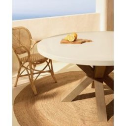 El Corte Inglés Mesa de jardín redonda de madera de acacia Keros. (140 cm) Madera / Blanco