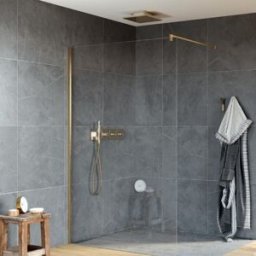Duscholux Panel fijo Ducha D2 Sky Izquierdo . (De 140,1 a 160 cm) Oro