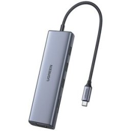 UGREEN "Hub USB-C 10 en 1, 100W, HDMI hasta 4K@30Hz; 2K@60HZ; 1080P@120Hz". Gris