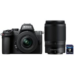 Nikon Z50 II + DX 16-50 VR + 50-250 VR + tarjeta SD Delkin de 128 GB