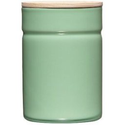 Riess Recipiente hermético - Recipiente de esmalte con tapa de madera de fresno Truehomewear 12 cm 525ml verde