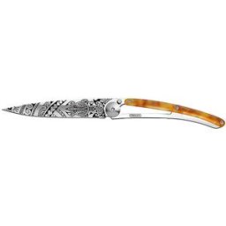 Deejo Navaja de bolsillo con aspecto de carey, alto brillo, POLINESIO 37G plata