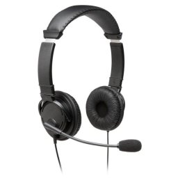 Auriculares Kensington con cable, cancelación de ruido, micrófono boom y control volumen Negro