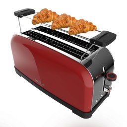 Cecotec Toastin' Time 1500 Red Tostadora 2 Rebanas Largas con Soporte para Panecillos 1500W Rojo
