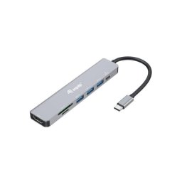 Adaptador USB-C Equip 7 en 1 HDMI 4K 100W USB PD Aluminio Plata