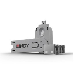 Kit Bloqueador de Puerto USB-A Lindy 40454 4 Unidades y 1 Llave Blanco ABS