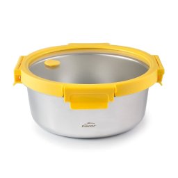 Lacor Etern - Recipiente Redondo De 1.5l En Acero Y Tapa De Cristal Apto Microondas