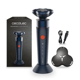Afeitadora Facial Cecotec PrecisionCare Aluminium Premium Inalámbrica 45min Resistente al agua Pantalla Base Estuche