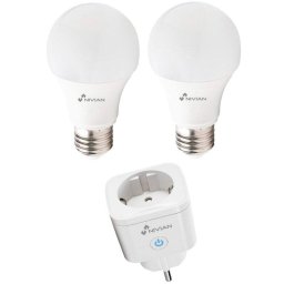 Pack Bombilla Inteligente RGBW E27 9W + Enchufe Inteligente Nivian Smart