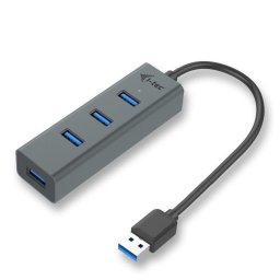 Hub USB i-Tec 3.0 4 Puertos Gris Metálico Protección Sobretensión