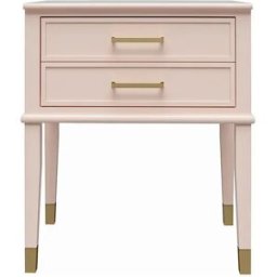 CosmoLiving by Cosmopolitan Mesa auxiliar con 2 cajones en MDF rosa