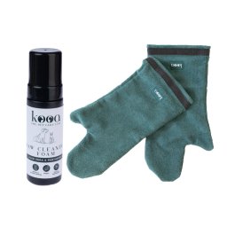 kooa Espuma limpiadora para patas - Pack % - Espuma limpiadora 170 ml + 2 x guantes de secado kooa