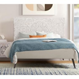 Cabecero Panel Tallado Mandala Oriental Blanco - Serie Adebas