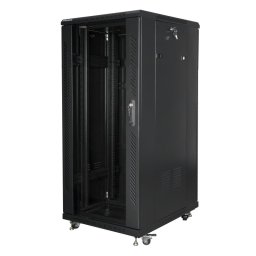 Rack independiente Lanberg FF01-6827-12BL V2 27U 1200kg 4 ventiladores LCD Termostato IP20 Negro