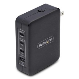 Cargador GaN StarTech.com 140W 3xUSB-C 1xUSB-A Power Delivery Internacional Negro