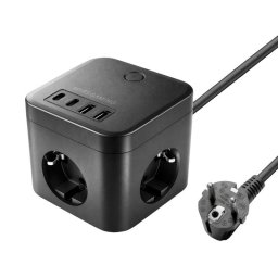 Mars Gaming MD-CUBE35 Powercube 3x Schuko 4x USB PD 35W GaN Negro