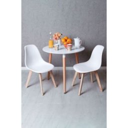 RegalosMiguel Conjunto Mesa Tower Redonda 80 cm Blanca y Pack 2 Sillas Kelen - Blanco