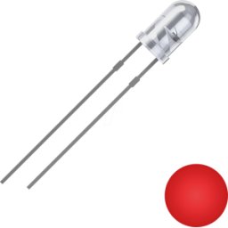 QUADRIOS QUAD 2111O173 - LED de 3 mm con cable, rojo, 2500 mcd, 25°.