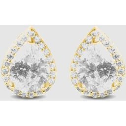 Luxenter Pendientes áfrica moda de plata de ley 925 acabados en oro amarillo de 18 quilates. Blanco