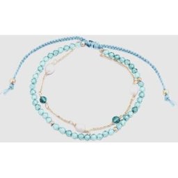 Luxenter Pulsera de cordón e hilo áfrica moda acabada en oro amarillo de 18 quilates con amazonita. Verde
