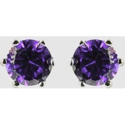 Luxenter Pendientes áfrica moda de plata de ley 925 acabados en rodio con circonita amatista. Morado