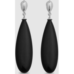 Luxenter Pendientes áfrica moda de plata de ley 925 acabados en rodio con onix. Negro