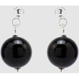 Luxenter Pendientes áfrica moda de plata de ley 925 acabados en rodio con onix. Negro / Plata