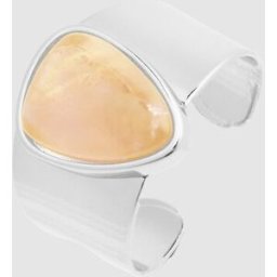Luxenter Anillo áfrica moda acabado en rodio con agata naranja. Plata / Naranja / Carbono