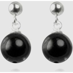 Luxenter Pendientes áfrica moda de plata de ley 925 acabados en rodio con cuarzo hidrotermal onix. Negro / Plata