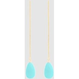 Luxenter Pendientes áfrica moda de plata de ley 925 acabados en oro amarillo de 18 quilates con turquesa. Turquesa