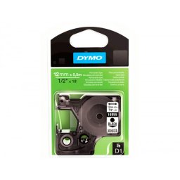 Cinta dymo negro blanco 12mm x 5,5 m d1 polyester adhesivo permanente
