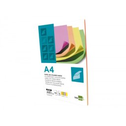 Papel color liderpapel din a4 75 gr neon 4 colores surtidos paquete de 100 hojas