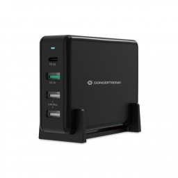 Cargador de Escritorio Conceptronic OZUL01B 65W USB-C PD 3.0 Quick Charge
