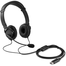 Auriculares Kensington K33065WW con cable USB tipo A, micrófono con cancelación de ruido, uso oficina y gaming, negros