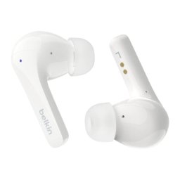 Auriculares Belkin inalámbricos Bluetooth 5.2 con Cancelación de Ruido, Micrófono y protección IPX5, blancos