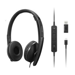 Auriculares Lenovo 4XD1M39029 con cable USB-C Circumaurales con Cancelación de Ruido y Micrófono Negros