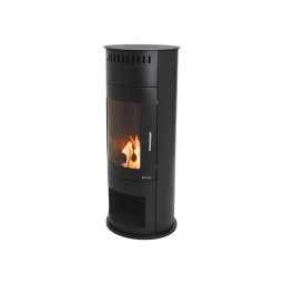 Estufa De Etanol En Acero Negro Con Puerta De Cristal Templado