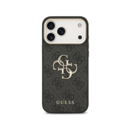 Guess Funda Para Iphone 17 Pro Max – Carcasa De Polipiel Negra Con Gran Logo 4g Dorado, Diseño Elegante Y Ajuste Preciso